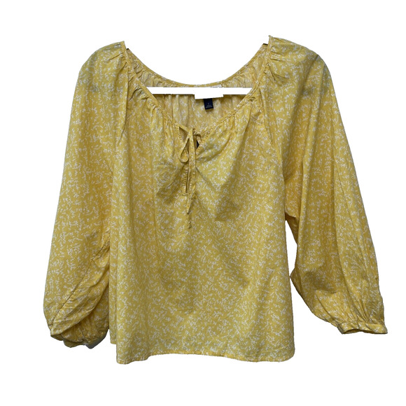 Universal Thread Tops - Universal Thread‎ Blouse Yellow Floral Peasant Boho Cottage Long Sleeve Sz S NWT